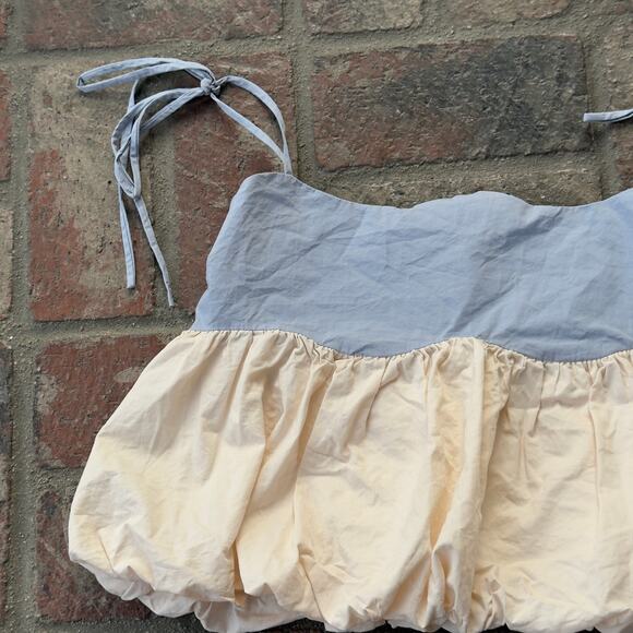 Sofie the Label Bubble Top Scalloped Neckline Blue Cream Tank Size S - Picture 2 of 7